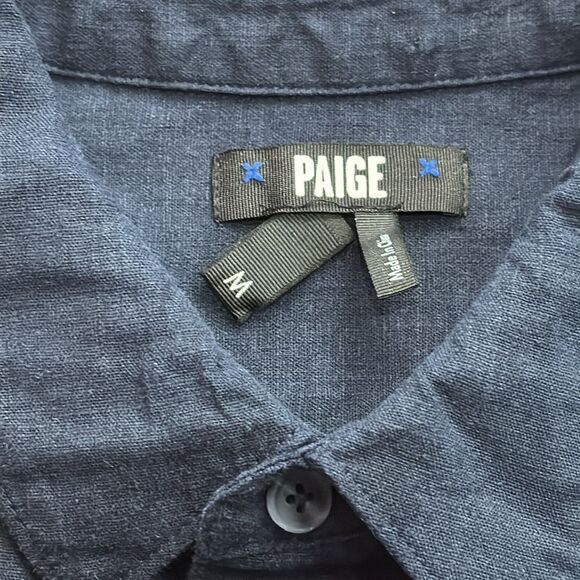 Paige Men’s Deep Anchor Linen Blended Button-Up Shirt size M - Picture 3 of 11